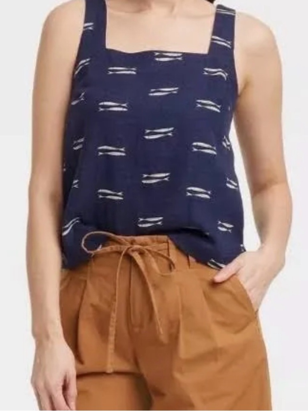 a new day Fish Patterned Linen Top and Shorts Set